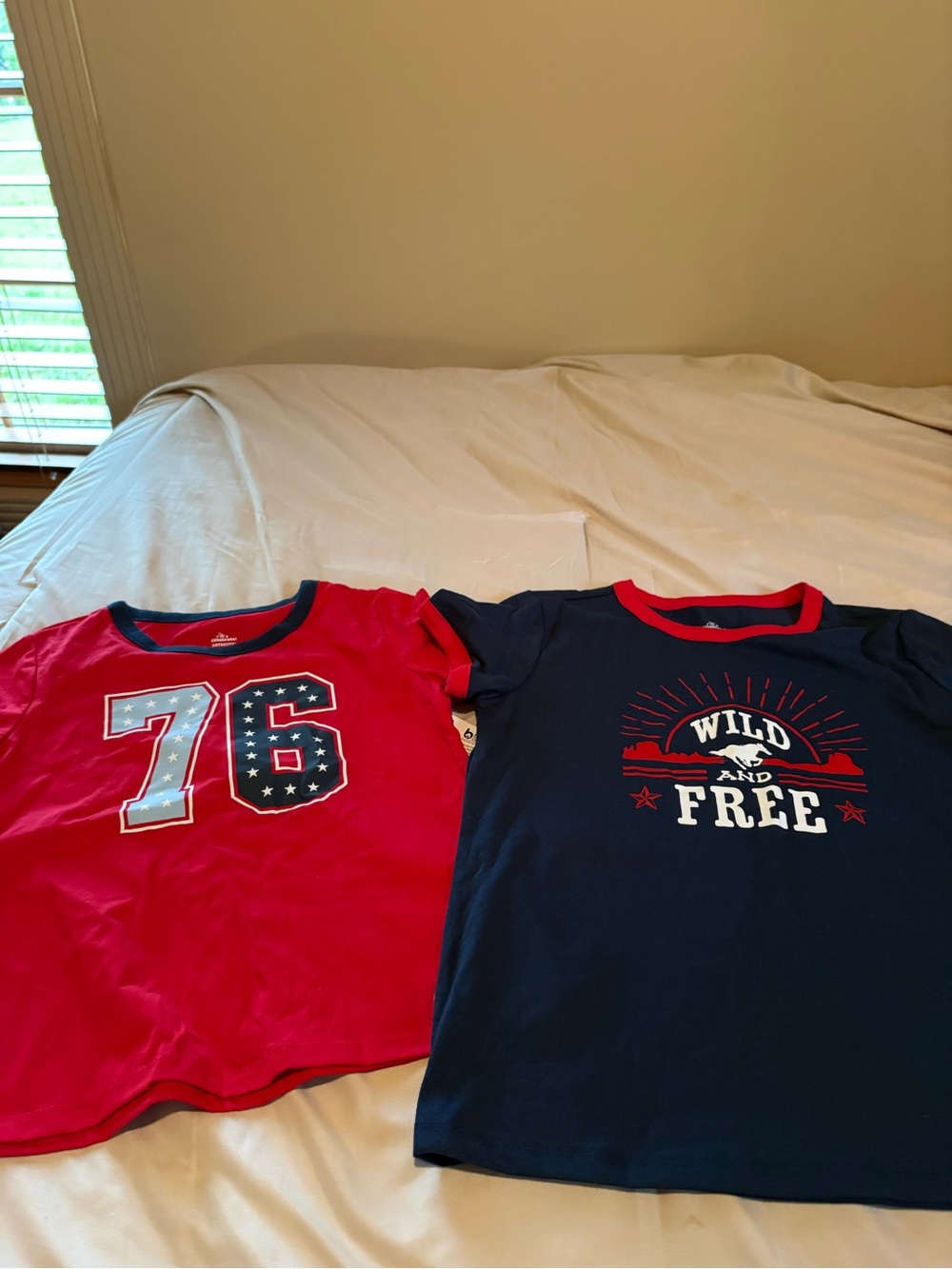 Boys' Red & Navy '76' and Wild & Free Graphic Tee Set